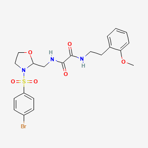 molecular formula C21H24BrN3O6S B2513815 N1-((3-((4-bromophenyl)sulfonyl)oxazolidin-2-yl)methyl)-N2-(2-methoxyphenethyl)oxalamide CAS No. 868980-95-4