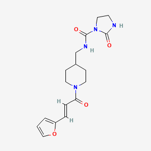 molecular formula C17H22N4O4 B2513820 (E)-N-((1-(3-(呋喃-2-基)丙烯酰基)哌啶-4-基)甲基)-2-氧代咪唑烷-1-甲酰胺 CAS No. 1798413-04-3