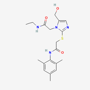 molecular formula C19H26N4O3S B2513836 N-乙基-2-（5-（羟甲基）-2-（（2-（间甲苯胺）-2-氧代乙基）硫）-1H-咪唑-1-基）乙酰胺 CAS No. 923245-02-7