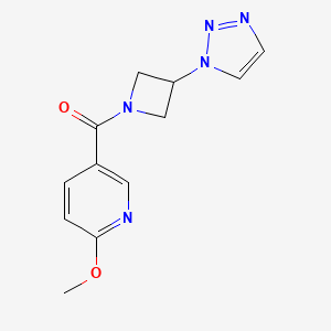 molecular formula C12H13N5O2 B2513842 (3-(1H-1,2,3-triazol-1-yl)azetidin-1-yl)(6-methoxypyridin-3-yl)methanone CAS No. 2034307-16-7
