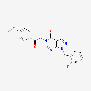 molecular formula C21H17FN4O3 B2513853 1-(2-氟苄基)-5-(2-(4-甲氧苯基)-2-氧代乙基)-1H-吡唑并[3,4-d]嘧啶-4(5H)-酮 CAS No. 1203420-38-5