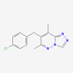 molecular formula C14H13ClN4 B2513859 7-[(4-Chlorophenyl)methyl]-6,8-dimethyl-[1,2,4]triazolo[4,3-b]pyridazine CAS No. 861210-58-4