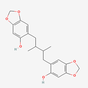 molecular formula C20H22O6 B2513867 6-[4-(6-Hydroxy-1,3-benzodioxol-5-yl)-2,3-dimethylbutyl]-1,3-benzodioxol-5-ol CAS No. 389573-12-0