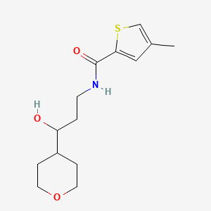 molecular formula C14H21NO3S B2513869 N-(3-hydroxy-3-(tetrahydro-2H-pyran-4-yl)propyl)-4-methylthiophene-2-carboxamide CAS No. 2034585-51-6