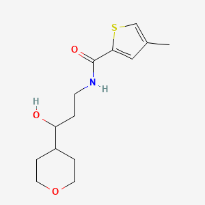 molecular formula C14H21NO3S B2513869 N-[3-hydroxy-3-(oxan-4-yl)propyl]-4-methylthiophene-2-carboxamide CAS No. 2034585-51-6