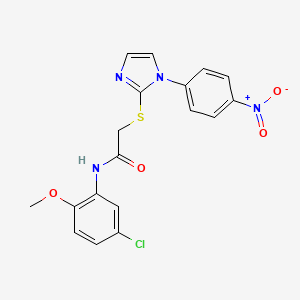 molecular formula C18H15ClN4O4S B2513896 N-(5-chloro-2-methoxyphenyl)-2-((1-(4-nitrophenyl)-1H-imidazol-2-yl)thio)acetamide CAS No. 851079-68-0