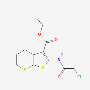molecular formula C12H14ClNO3S2 B2513900 ethyl 2-(2-chloroacetamido)-4H,5H,6H-thieno[2,3-b]thiopyran-3-carboxylate CAS No. 730949-61-8