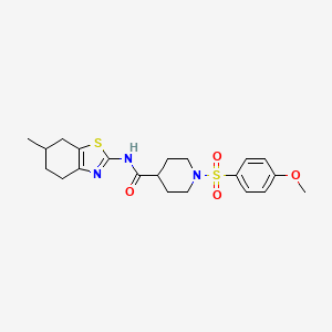 molecular formula C21H27N3O4S2 B2513904 1-((4-methoxyphenyl)sulfonyl)-N-(6-methyl-4,5,6,7-tetrahydrobenzo[d]thiazol-2-yl)piperidine-4-carboxamide CAS No. 941982-14-5