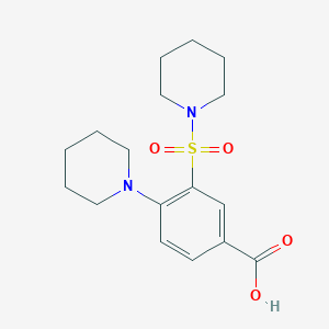 molecular formula C17H24N2O4S B2513914 4-(Piperidin-1-yl)-3-(piperidine-1-sulfonyl)benzoic acid CAS No. 875163-42-1