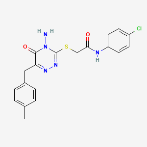 molecular formula C19H18ClN5O2S B2513916 2-((4-amino-6-(4-methylbenzyl)-5-oxo-4,5-dihydro-1,2,4-triazin-3-yl)thio)-N-(4-chlorophenyl)acetamide CAS No. 886965-86-2