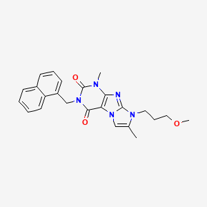 molecular formula C24H25N5O3 B2513919 8-(3-methoxypropyl)-1,7-dimethyl-3-(naphthalen-1-ylmethyl)-1H-imidazo[2,1-f]purine-2,4(3H,8H)-dione CAS No. 887466-24-2
