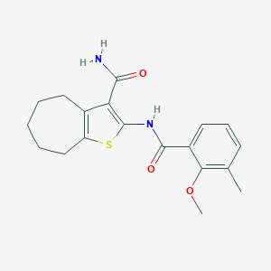 molecular formula C19H22N2O3S B251392 2-[(2-methoxy-3-methylbenzoyl)amino]-5,6,7,8-tetrahydro-4H-cyclohepta[b]thiophene-3-carboxamide 
