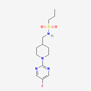 molecular formula C13H21FN4O2S B2513921 N-((1-(5-fluoropyrimidin-2-yl)piperidin-4-yl)methyl)propane-1-sulfonamide CAS No. 2034229-72-4
