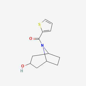 molecular formula C12H15NO2S B2513927 ((1R,5S)-3-hydroxy-8-azabicyclo[3.2.1]octan-8-yl)(thiophen-2-yl)methanone CAS No. 1482947-66-9