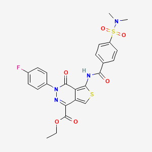 molecular formula C24H21FN4O6S2 B2513932 5-[[4-(二甲基氨磺酰基)苯甲酰]氨基]-3-(4-氟苯基)-4-氧代噻吩并[3,4-d]嘧啶-1-羧酸乙酯 CAS No. 851949-85-4