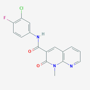 molecular formula C16H11ClFN3O2 B2513934 N-(3-chloro-4-fluorophenyl)-1-methyl-2-oxo-1,2-dihydro-1,8-naphthyridine-3-carboxamide CAS No. 899951-43-0