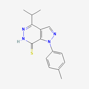 molecular formula C15H16N4S B2513936 4-Isopropyl-1-(p-tolyl)-1,6-dihydro-7H-pyrazolo[3,4-d]pyridazine-7-thione CAS No. 2097935-75-4