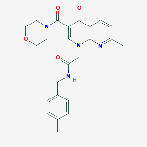 molecular formula C24H26N4O4 B2513952 2-(7-methyl-3-(morpholine-4-carbonyl)-4-oxo-1,8-naphthyridin-1(4H)-yl)-N-(4-methylbenzyl)acetamide CAS No. 1251673-11-6