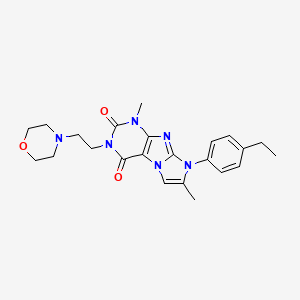 molecular formula C23H28N6O3 B2513954 8-(4-ethylphenyl)-1,7-dimethyl-3-(2-morpholinoethyl)-1H-imidazo[2,1-f]purine-2,4(3H,8H)-dione CAS No. 896842-83-4
