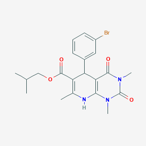 molecular formula C21H24BrN3O4 B2513955 Isobutyl 5-(3-bromophenyl)-1,3,7-trimethyl-2,4-dioxo-1,2,3,4,5,8-hexahydropyrido[2,3-d]pyrimidine-6-carboxylate CAS No. 868144-66-5