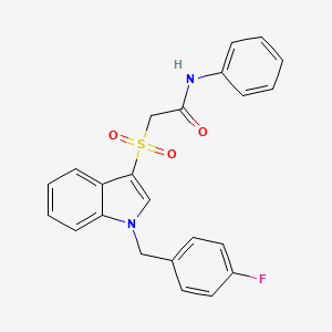 molecular formula C23H19FN2O3S B2513959 2-[1-[(4-fluorophenyl)methyl]indol-3-yl]sulfonyl-N-phenylacetamide CAS No. 850932-67-1