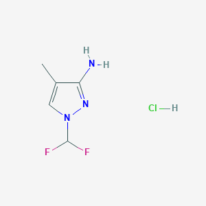 molecular formula C5H8ClF2N3 B2513963 1-(Difluoromethyl)-4-methylpyrazol-3-amine;hydrochloride CAS No. 2260930-87-6