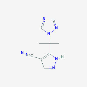molecular formula C9H10N6 B2513965 5-[1-methyl-1-(1H-1,2,4-triazol-1-yl)ethyl]-1H-pyrazole-4-carbonitrile CAS No. 321533-96-4