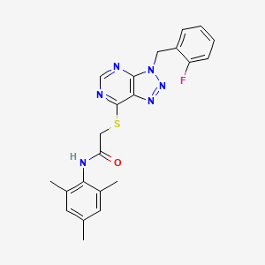 molecular formula C22H21FN6OS B2513970 2-((3-(2-fluorobenzyl)-3H-[1,2,3]triazolo[4,5-d]pyrimidin-7-yl)thio)-N-mesitylacetamide CAS No. 863458-49-5