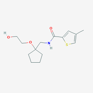 molecular formula C14H21NO3S B2513973 N-((1-(2-hydroxyethoxy)cyclopentyl)methyl)-4-methylthiophene-2-carboxamide CAS No. 2189434-45-3