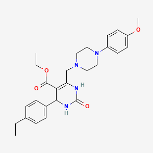 molecular formula C27H34N4O4 B2513975 Ethyl 4-(4-ethylphenyl)-6-{[4-(4-methoxyphenyl)piperazin-1-yl]methyl}-2-oxo-1,2,3,4-tetrahydropyrimidine-5-carboxylate CAS No. 1261005-53-1