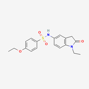 molecular formula C18H20N2O4S B2513979 4-ethoxy-N-(1-ethyl-2-oxoindolin-5-yl)benzenesulfonamide CAS No. 921556-92-5