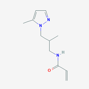 molecular formula C11H17N3O B2513980 N-[2-Methyl-3-(5-methylpyrazol-1-yl)propyl]prop-2-enamide CAS No. 2305560-51-2