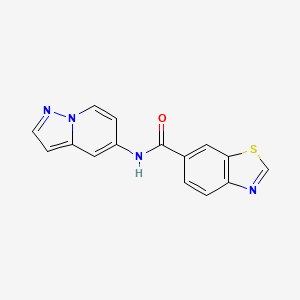 molecular formula C15H10N4OS B2513984 N-(pyrazolo[1,5-a]pyridin-5-yl)benzo[d]thiazole-6-carboxamide CAS No. 2034585-78-7