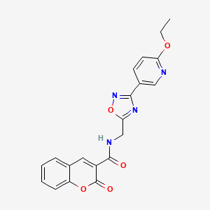 molecular formula C20H16N4O5 B2513986 N-((3-(6-乙氧基吡啶-3-基)-1,2,4-恶二唑-5-基)甲基)-2-氧代-2H-色烯-3-甲酰胺 CAS No. 2034506-60-8