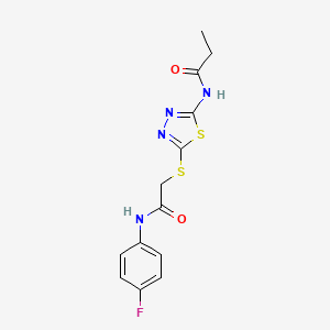 N-[5-[2-(4-fluoroanilino)-2-oxoethyl]sulfanyl-1,3,4-thiadiazol-2-yl]propanamide