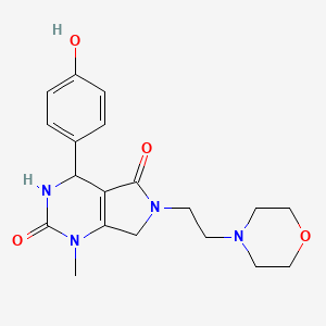 molecular formula C19H24N4O4 B2513997 4-(4-hydroxyphenyl)-1-methyl-6-(2-morpholinoethyl)-3,4,6,7-tetrahydro-1H-pyrrolo[3,4-d]pyrimidine-2,5-dione CAS No. 1171697-47-4