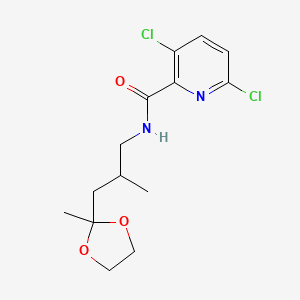 molecular formula C14H18Cl2N2O3 B2513998 3,6-Dichloro-N-[2-methyl-3-(2-methyl-1,3-dioxolan-2-YL)propyl]pyridine-2-carboxamide CAS No. 1385416-92-1
