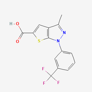 molecular formula C14H9F3N2O2S B2514001 3-methyl-1-[3-(trifluoromethyl)phenyl]-1H-thieno[2,3-c]pyrazole-5-carboxylic acid CAS No. 721415-89-0