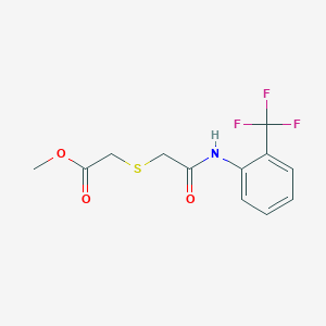 molecular formula C12H12F3NO3S B2514008 Methyl 2-((2-oxo-2-((2-(trifluoromethyl)phenyl)amino)ethyl)thio)acetate CAS No. 403834-57-1