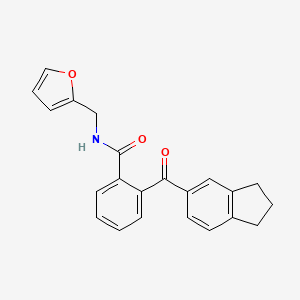 molecular formula C22H19NO3 B2514009 2-(2,3-dihydro-1H-inden-5-ylcarbonyl)-N-(2-furylmethyl)benzenecarboxamide CAS No. 866132-91-4