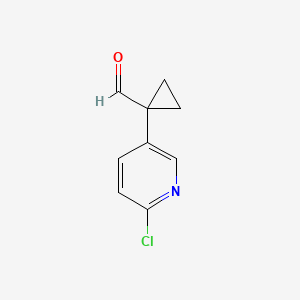 molecular formula C9H8ClNO B2514017 Cyclopropanecarboxaldehyde, 1-(6-chloro-3-pyridinyl)- CAS No. 858036-01-8