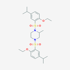 molecular formula C27H40N2O6S2 B2514022 1,4-Bis[2-ethoxy-5-(propan-2-yl)benzenesulfonyl]-2-methylpiperazine CAS No. 1428151-11-4