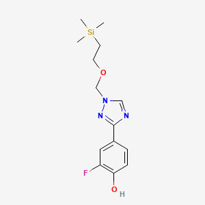 molecular formula C14H20FN3O2Si B2514035 2-fluoro-4-(1-((2-(trimethylsilyl)ethoxy)methyl)-1H-1,2,4-triazol-3-yl)phenol CAS No. 2379701-99-0