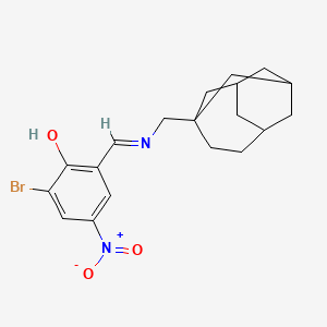 molecular formula C19H23BrN2O3 B2514042 2-bromo-4-nitro-6-((E)-(((1R,3r,8S)-tricyclo[4.3.1.1(3,8)]undecan-3-ylmethyl)imino)methyl)phenol CAS No. 318270-92-7