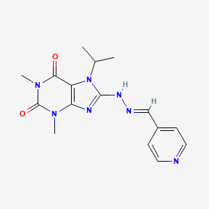 molecular formula C16H19N7O2 B2514049 (E)-7-isopropyl-1,3-dimethyl-8-(2-(pyridin-4-ylmethylene)hydrazinyl)-1H-purine-2,6(3H,7H)-dione CAS No. 714919-37-6