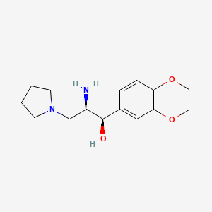 molecular formula C15H22N2O3 B2514065 (1R,2R)-2-amino-1-(2,3-dihydrobenzo[b][1,4]dioxin-6-yl)-3-(pyrrolidin-1-yl)propan-1-ol CAS No. 491833-28-4