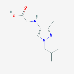 molecular formula C10H17N3O2 B2514066 2-[[3-Methyl-1-(2-methylpropyl)pyrazol-4-yl]amino]acetic acid CAS No. 2247206-80-8