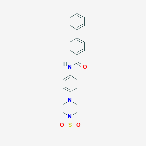 molecular formula C24H25N3O3S B251407 N-{4-[4-(methylsulfonyl)piperazin-1-yl]phenyl}biphenyl-4-carboxamide 