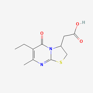 molecular formula C11H14N2O3S B2514077 2-(6-ethyl-7-methyl-5-oxo-3,5-dihydro-2H-thiazolo[3,2-a]pyrimidin-3-yl)acetic acid CAS No. 1286706-04-4