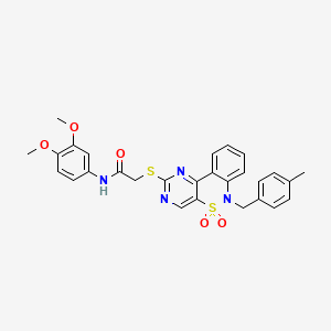 N-(3,4-dimethoxyphenyl)-2-((6-(4-methylbenzyl)-5,5-dioxido-6H-benzo[c]pyrimido[4,5-e][1,2]thiazin-2-yl)thio)acetamide